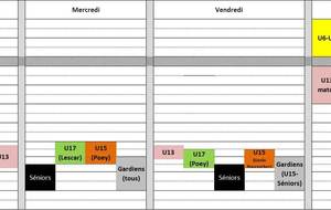 Planning entrainements