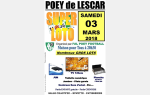 Grand Loto Annuel du club, le 3 mars 2018 à 20h30