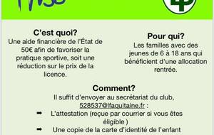 Le gouvernement met en place le Pass’Sport : une nouvelle allocation de rentrée sportive de 50 € par enfant pour financer tout ou partie de son inscription dans une association sportive volontaire.