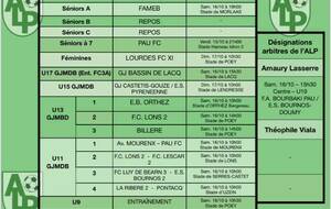 Le planning du 16 et 17 octobre :