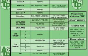 Le planning du 12 et 13 février :