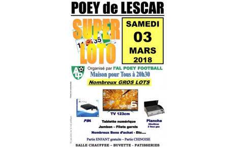 Grand Loto Annuel du club, le 3 mars 2018 à 20h30